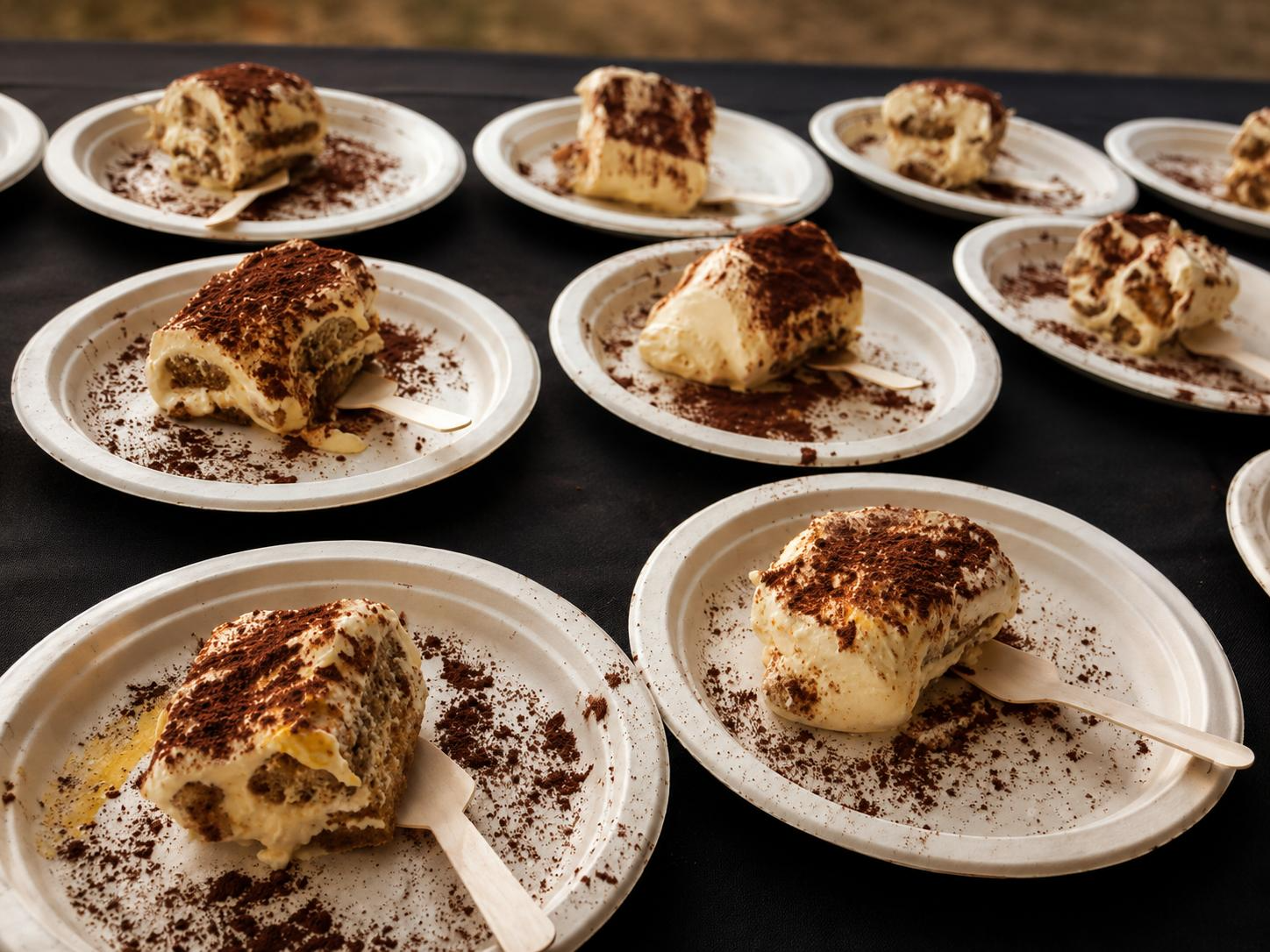 Bello desserts — cannoli, tiramisu and meringues served at an event